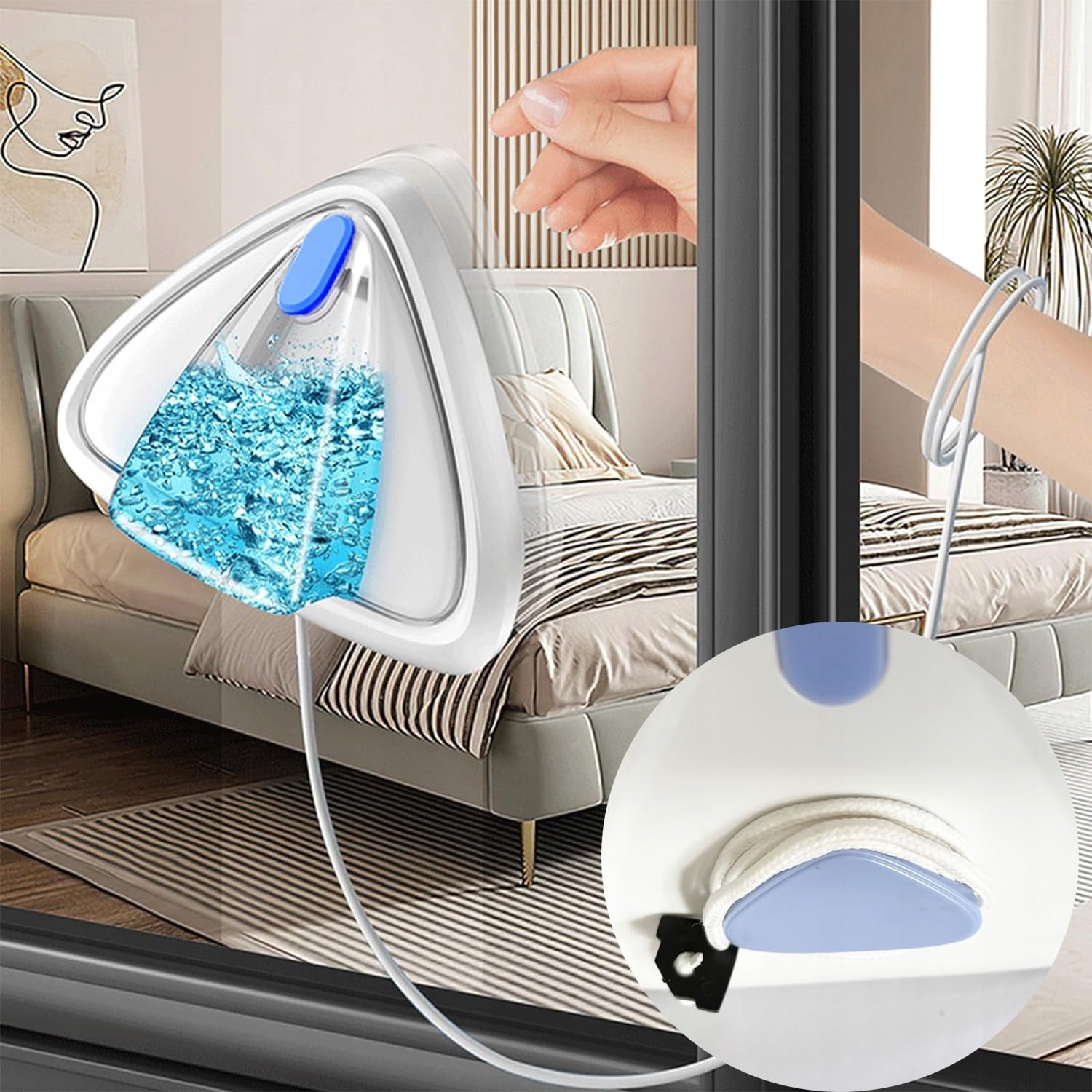 Hooha Magnetischer Fensterreiniger Doppelseiten Automatischer Wasserabfluss Dreieckiger Fensterabzieher Für Glasfensterstärken Von 3–8 mmFensterglas, Überkopfverglasung,Verwendung Von Schiebetüren