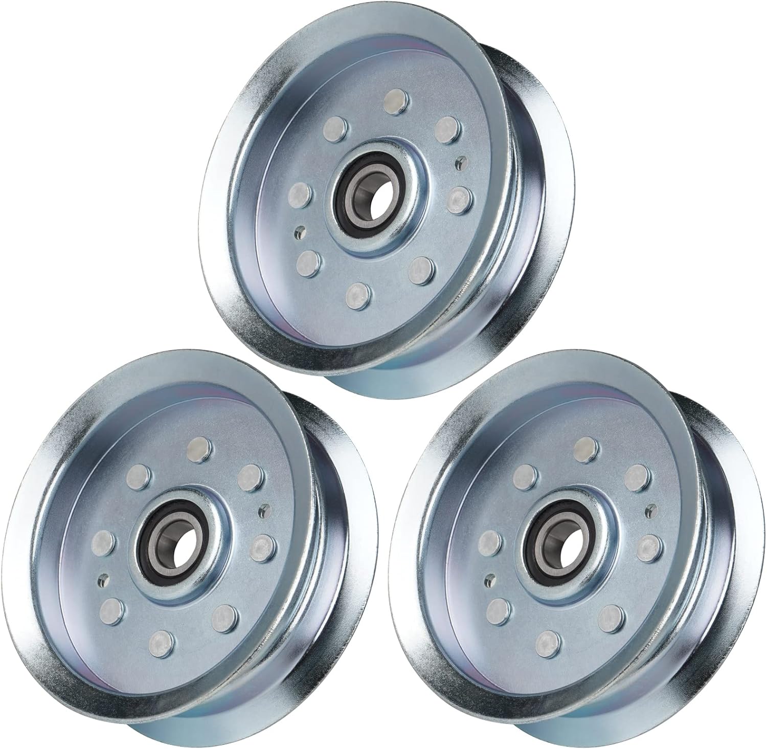 3 Pack Flat Idler Pulley for 756-05034 GY20629 GY22082 GY20110, John Deere D100 D120 D140 D150 LA100 LA105 LA110 L110 L120 L130 Fits 42" 48" Decks Lawn Mowers