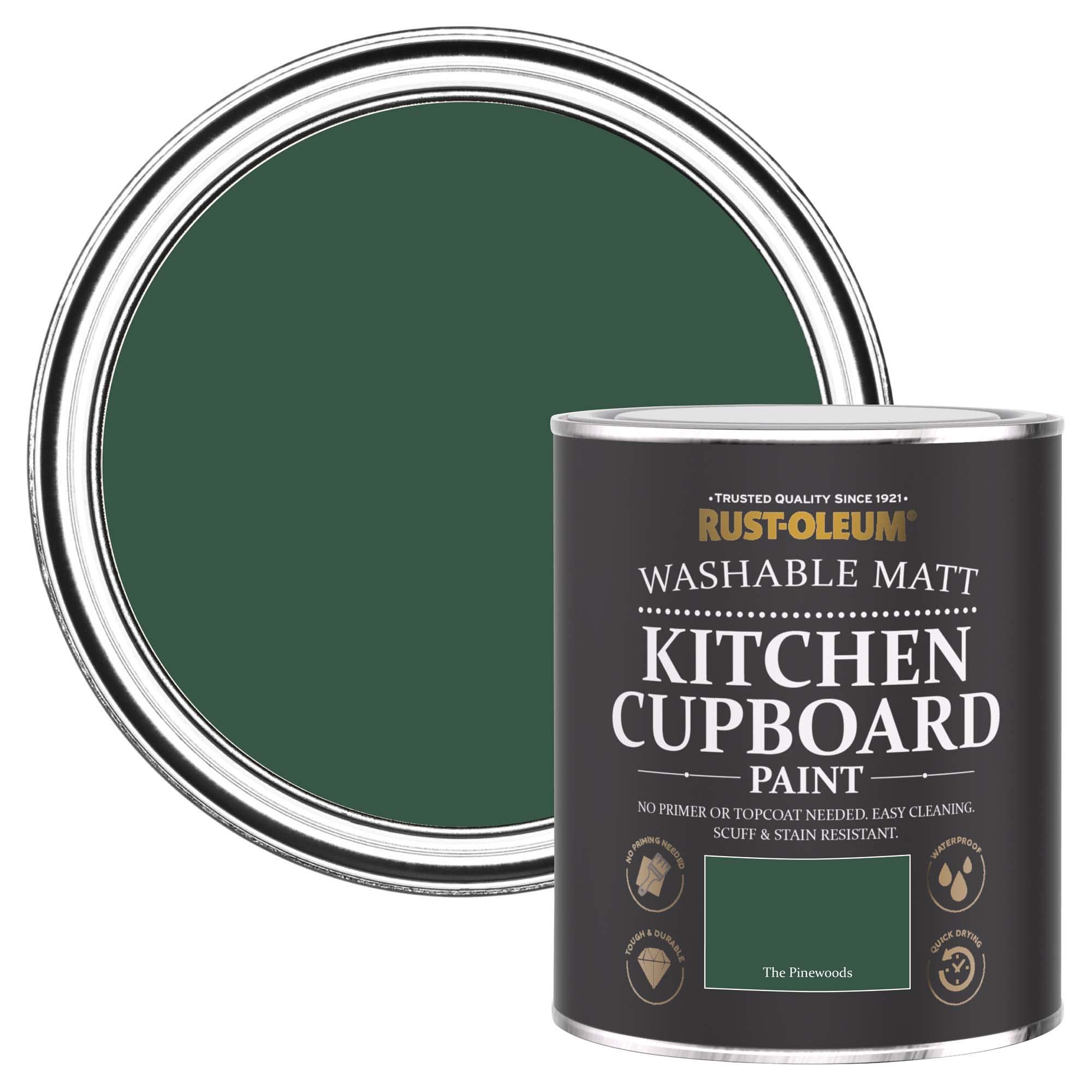 Rust-Oleum Green Kitchen Cupboard Paint in Matt Finish - The Pinewoods 750ML