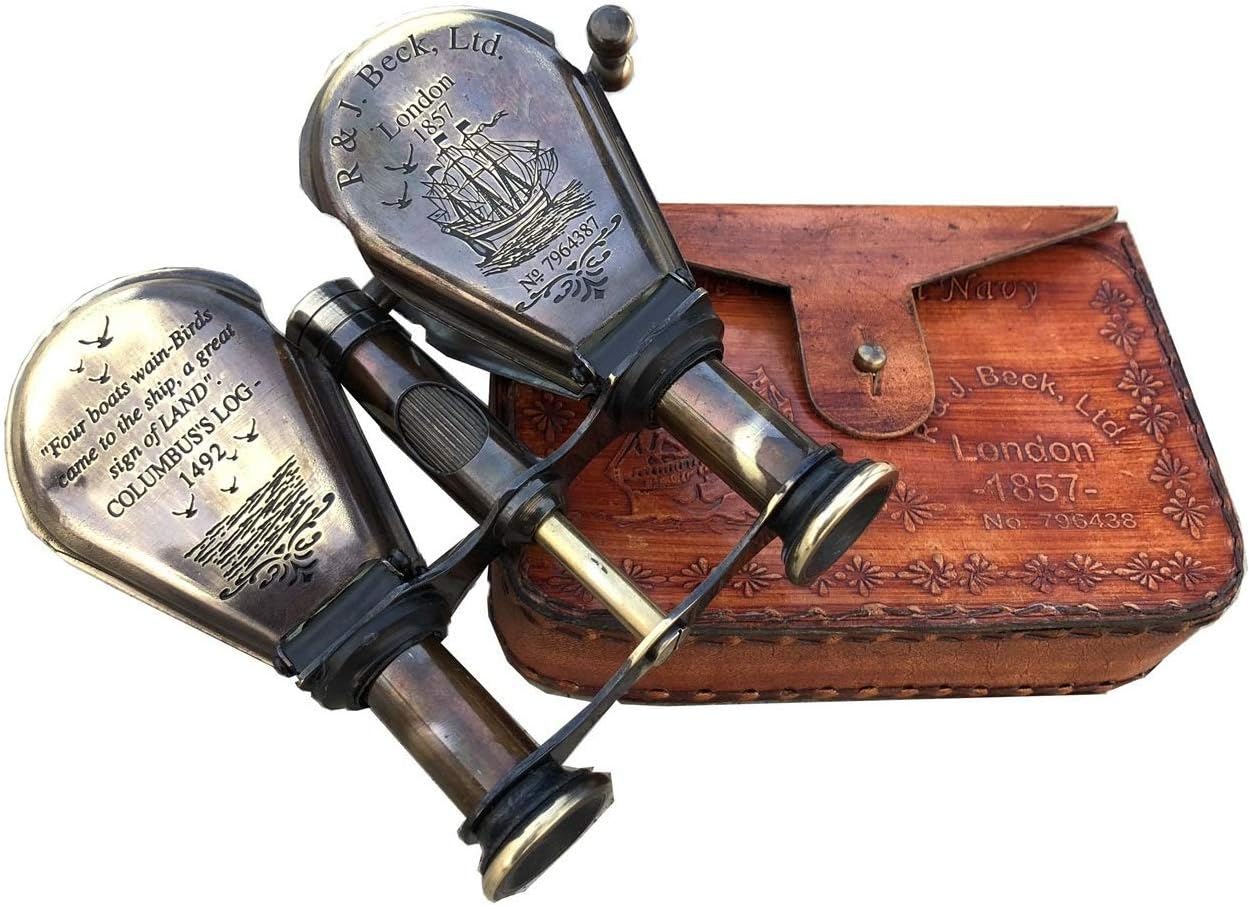 Classic Marine Spy Glass Antique London 1857 R & J Beck Brass Binocular Collectibles Landing of Columbus Brass Vintage Binocular Monocular Antique Style Telescope Spyglass Folding Gift
