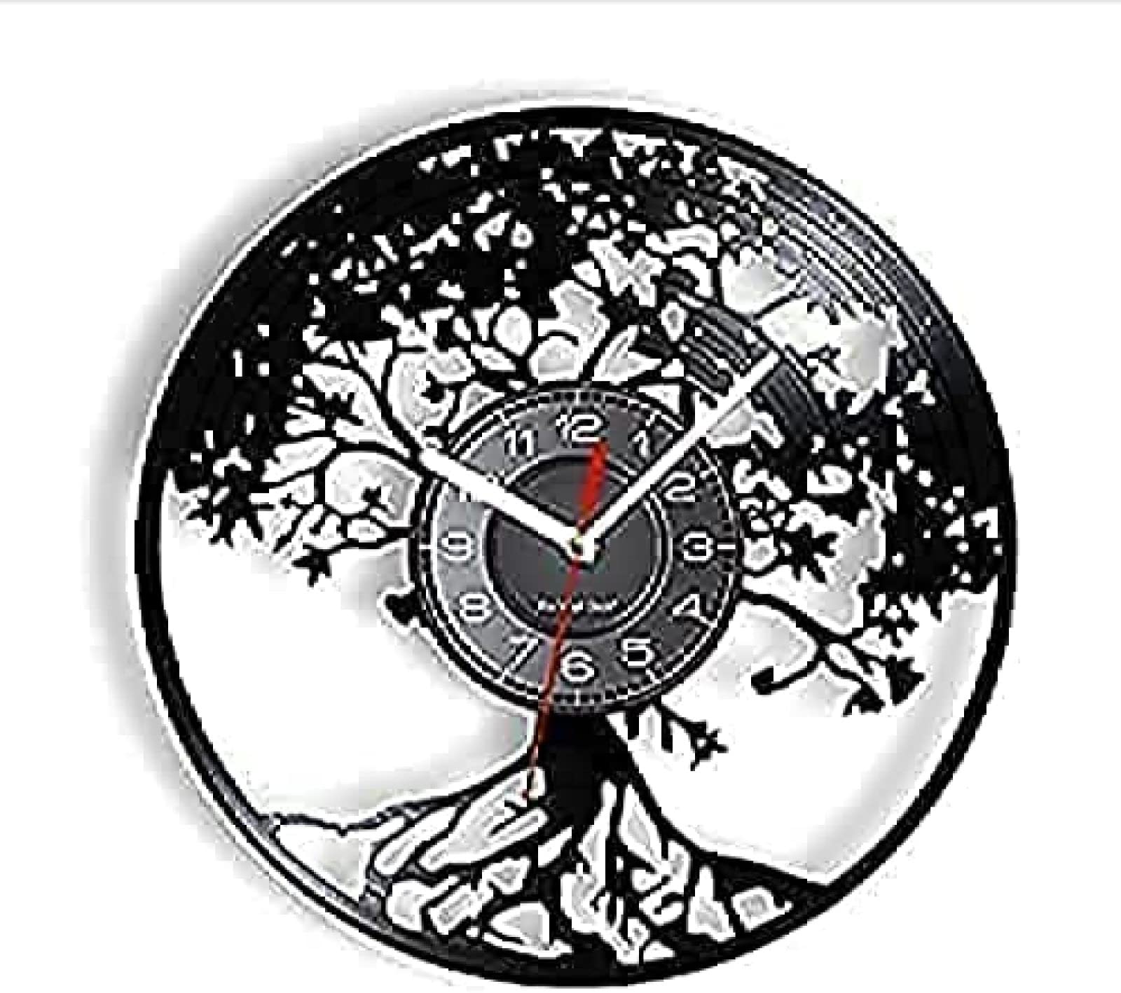 Wall Clock Vinyl Vintage Tree Wall Clock Real Record Roots Trunk Branches Leaves Laser Cut Wall Clock Wall Decor Clock Gift Gift