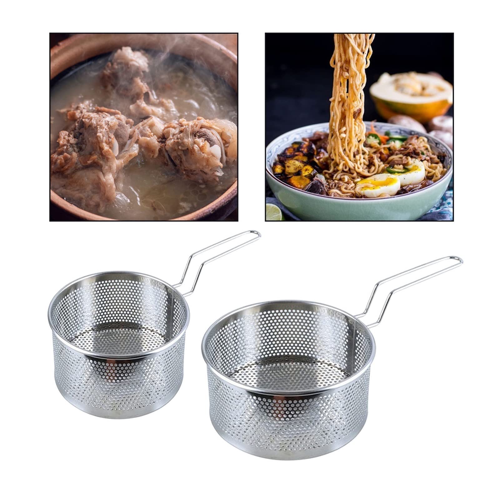 NEBE Panier à Friteuse Panier à Frire en Acier Inoxydable Panier à friture de Cuisine Noodle Dumpling Passoire Poêle à Frire Panier à Frire Panier à Frire(S)