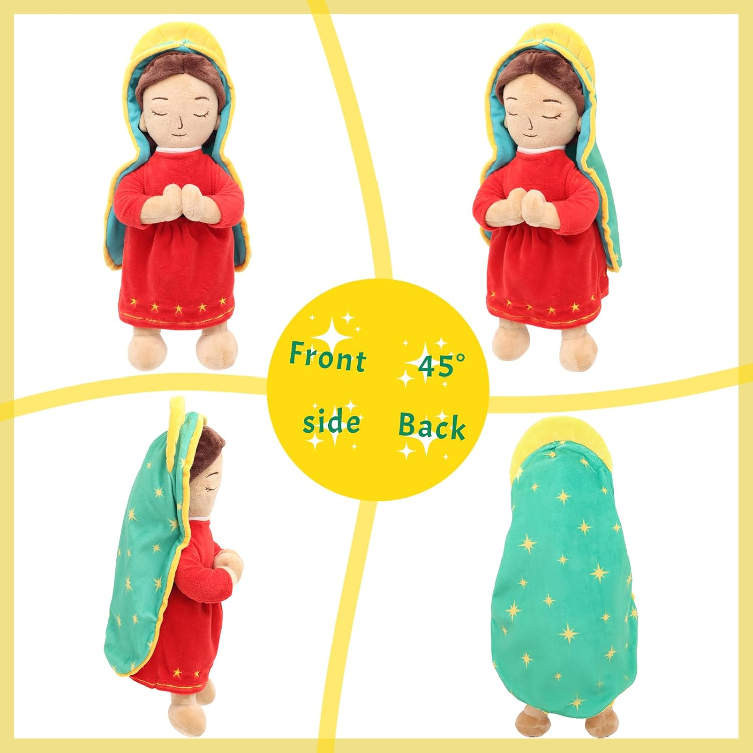 Yelakey Talking Guadalupe Plush Musical Virgin Mary Plush, Virgen de Guadalupe Talking Doll Speaks 20 of Bible Verses and 3 of Bible Music, Religious Stuffed Doll for Easter Christmas Baptism Gift