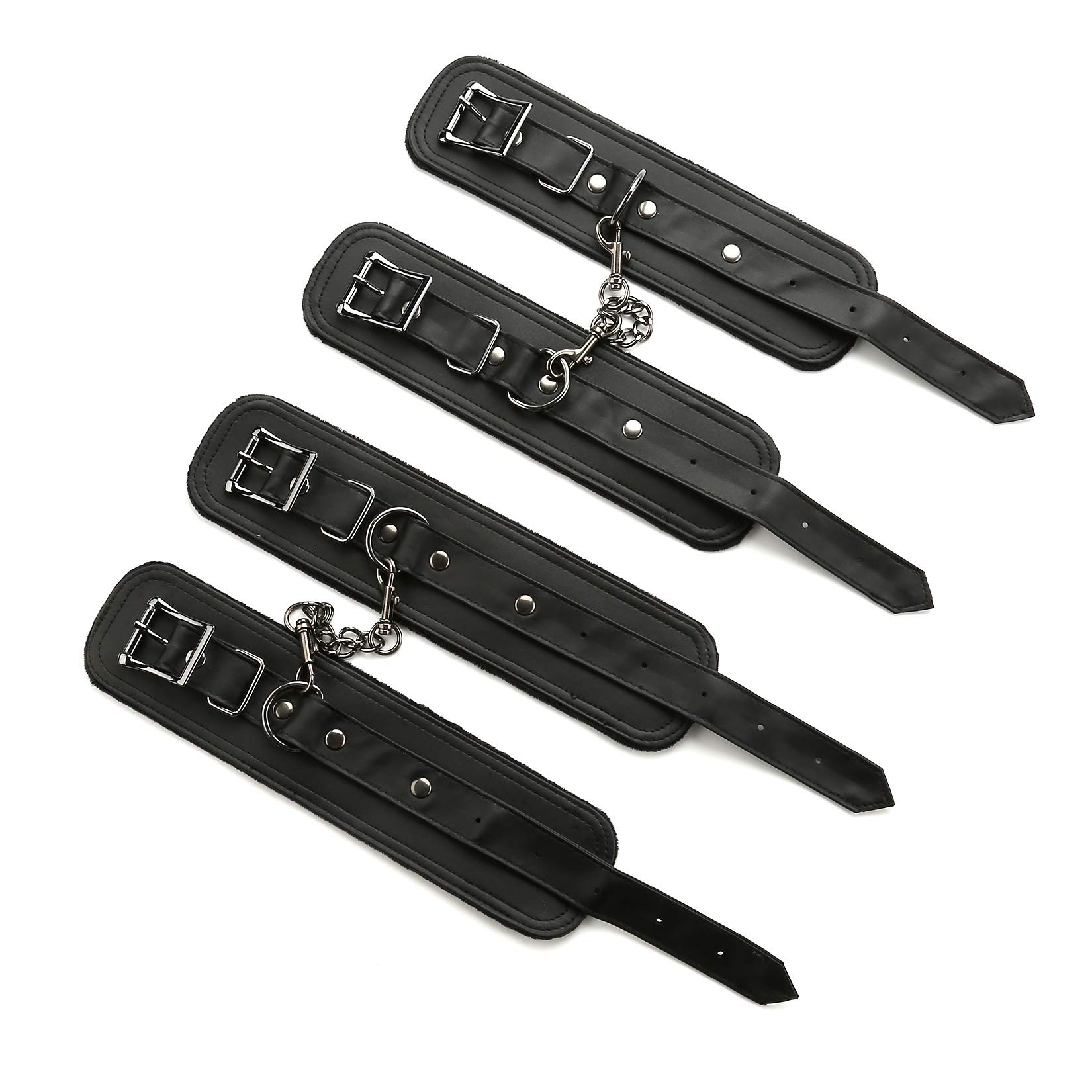 Sovyime Black Adjustable Exercise Spreader Bar with 4 Fur Black Adjustable Straps, Yoga Training Fitness Gear, Home Pilates Tools, Workout Bar,Sports Gym Kit