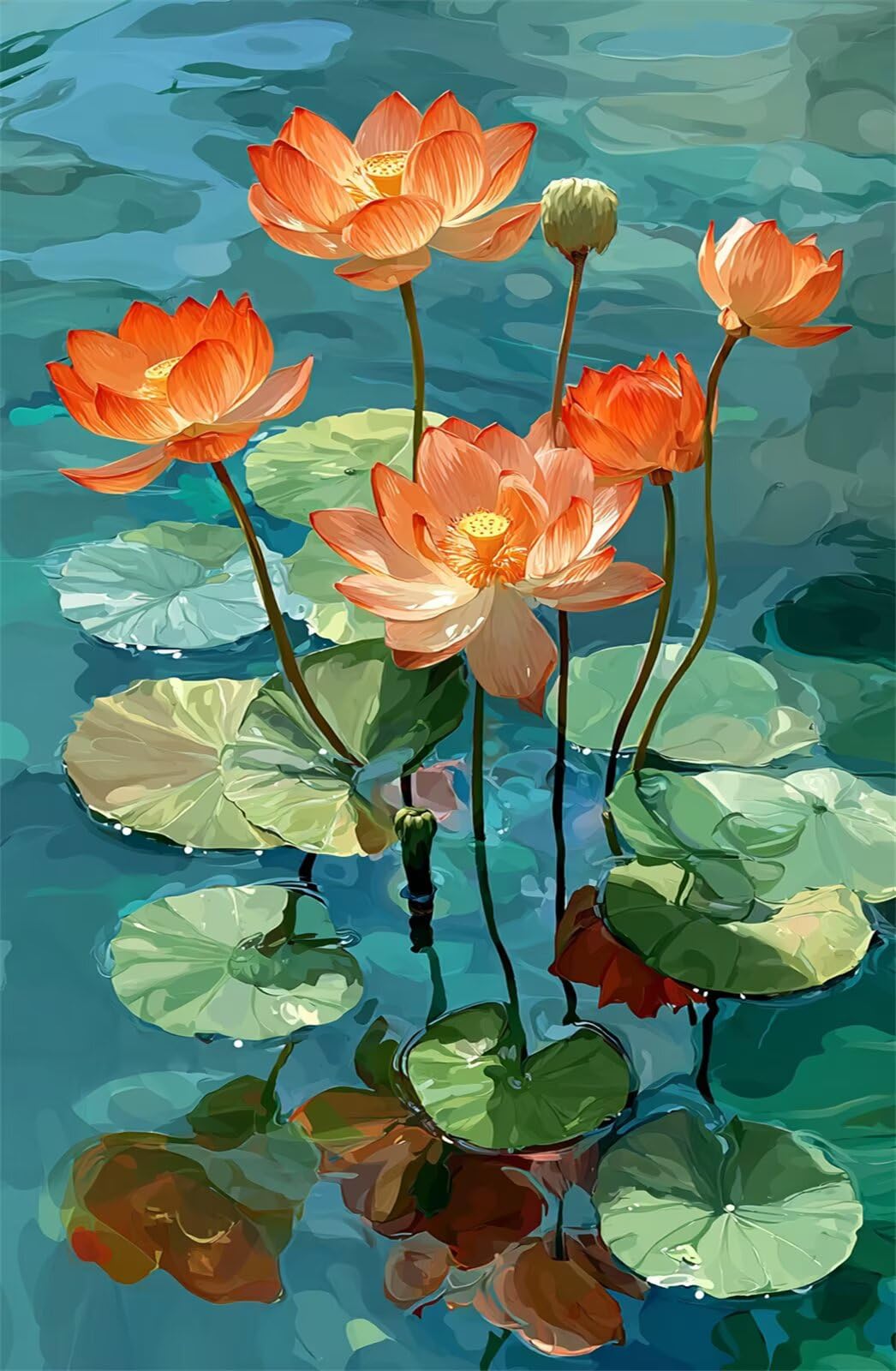 Puzzle 1200 Pezzi per Adulti Fiori Loto Arancioni Gioco Educativo Divertimento Impossible Difficile Puzzle per Adulti 1200 Pezzi 75 x 50 cm