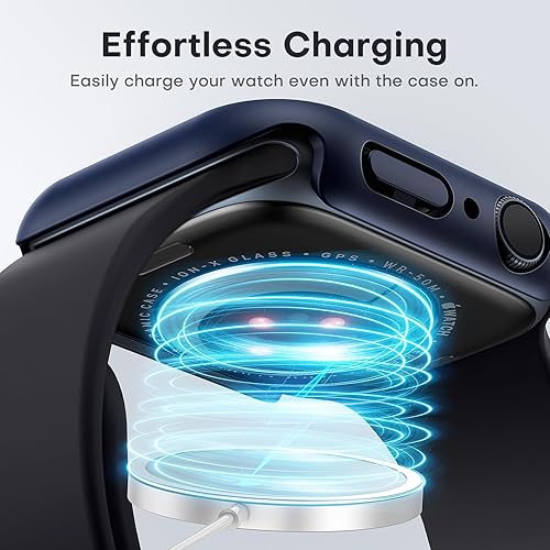 Miniatura 149 de Carcasas Tauri rígida, 2 unidades compatibles con Apple Watch SE Series 6, 5, 4, vidrio templado de dureza 9H integrado, delgada, a prueba