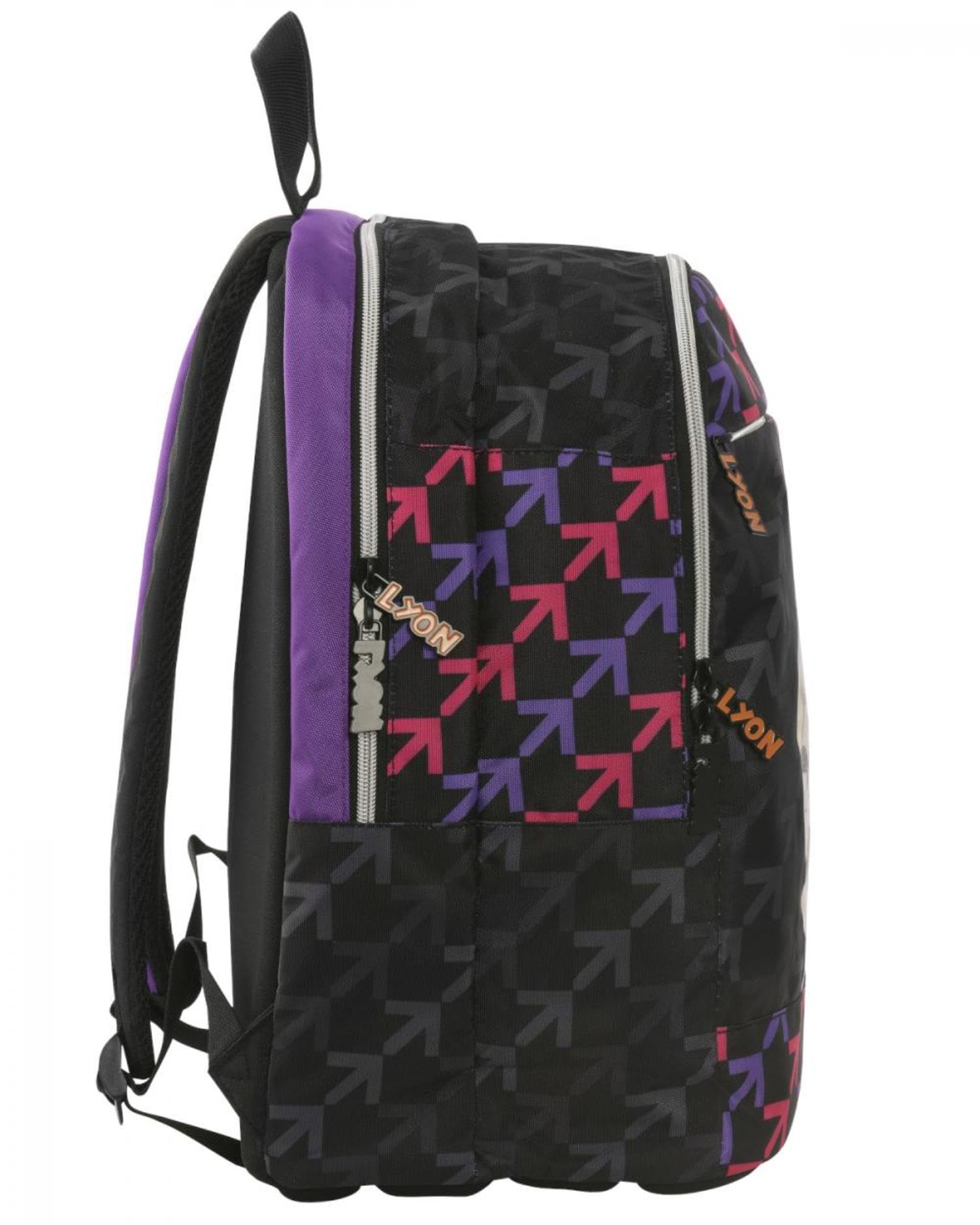 PRESTIGE & DELUXE Zaino Scuola tondo Lyon WGF per bambine ragazze scuola primaria - 2 Scomparti zip + astuccio 3 piani completo + Omaggio 7 Penne Scatto cancellabili e Portachiave paillettes