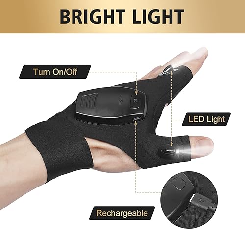 Miniatura 2 de XSEYE Regalos para el día de San Valentín, guantes de linterna LED recargables, regalos de cumpleaños de aniversario para él, accesorios geniales