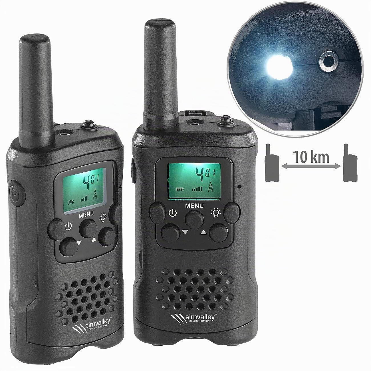 Talkies-Walkies avec Fonction VOX, portée 10 km WT-320 [Simvalley Communications]