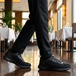 SPIEZ Hommes Chaussures antidérapantes - SRC Chaussures de service alimentaire certifiées résistantes aux glissements, légère glissade respirante au travail Sneakers noir US7.5-12
