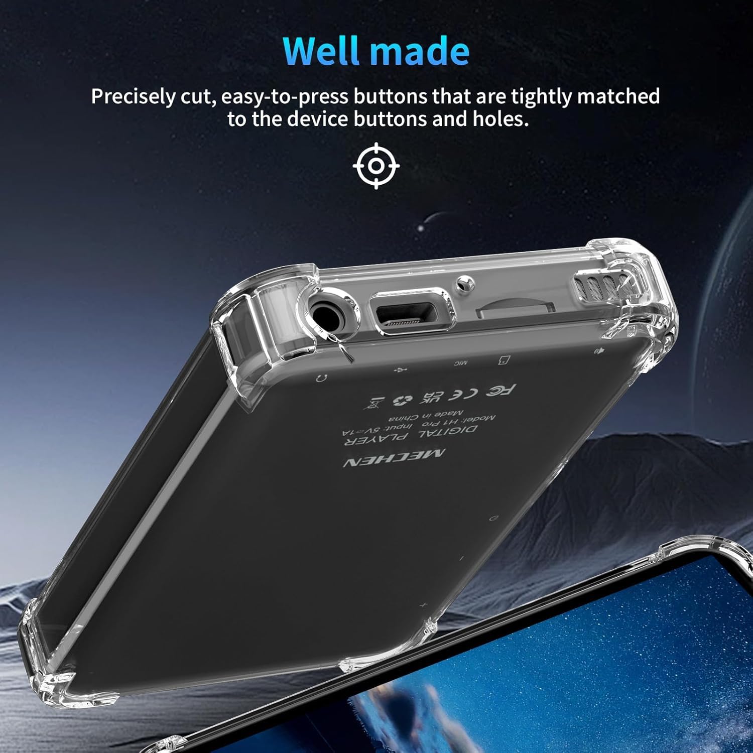 Przezroczyste, odporne na uderzenia silikonowe etui ochronne do MECHEN 4,0 cala Android Bluetooth MP3 Player H1 Pro H10