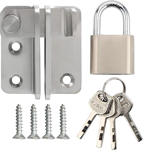 Miniatura 7 de Alise MS3001B-SET - Juego de pestillos de puerta con candado, pestillo de perno deslizante, cerradura de seguridad para gabinete de granero, jaula