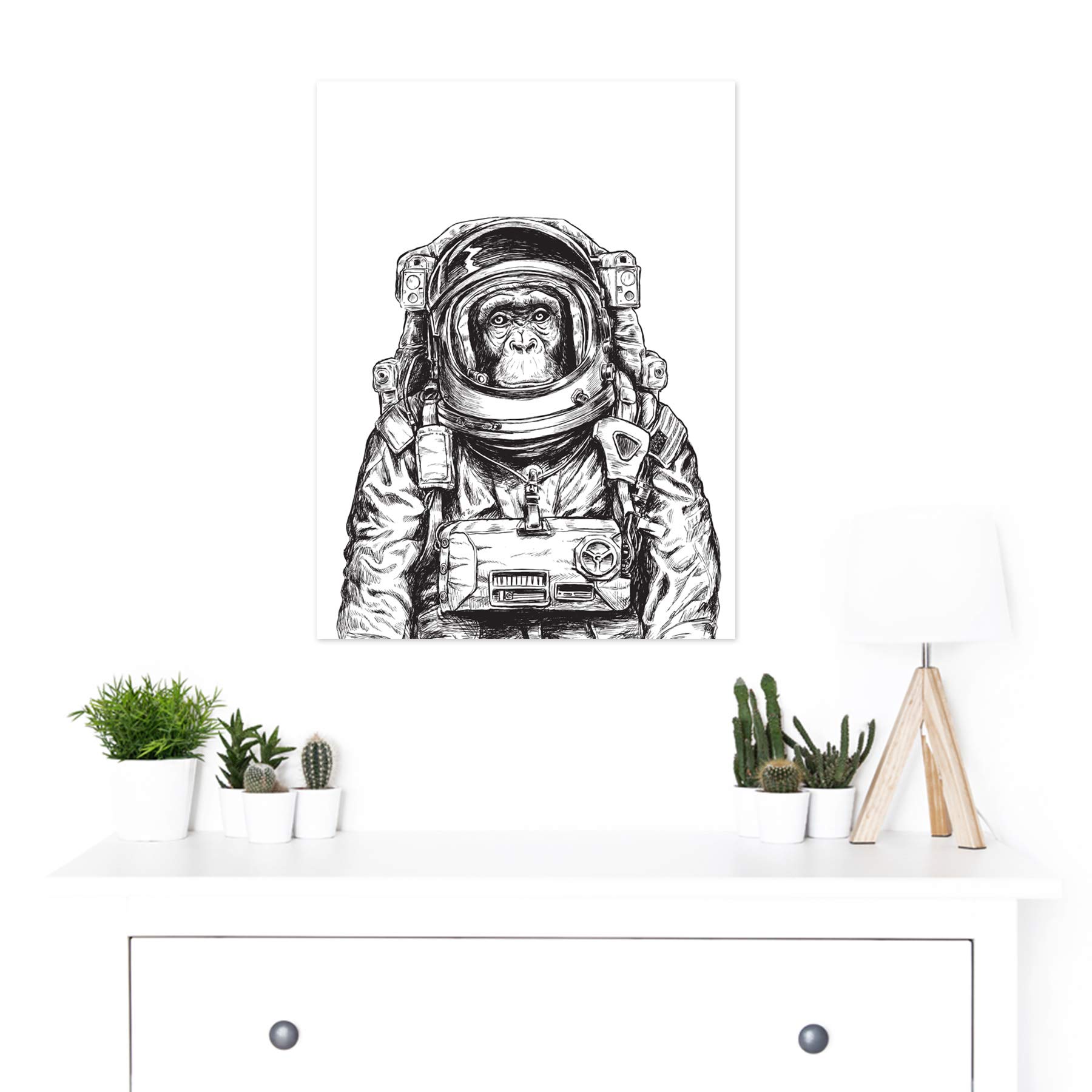 Amazon.com: Monkey Astronaut Illustration Art Print Poster Wall