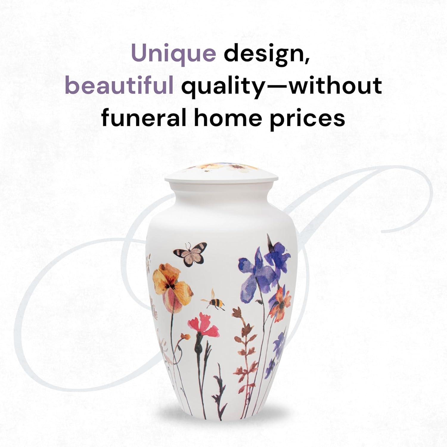 Cremation Urns for Human Ashes Adult Female | Human Urn for Ashes for Women | Decorative for Cremation, Funeral, Burial, Home | Handcrafted Large Size - Wildflower