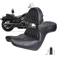 2-UP Gel Seat for Harley Softail 2018-2025 (Black Rhombus+ Backrest)