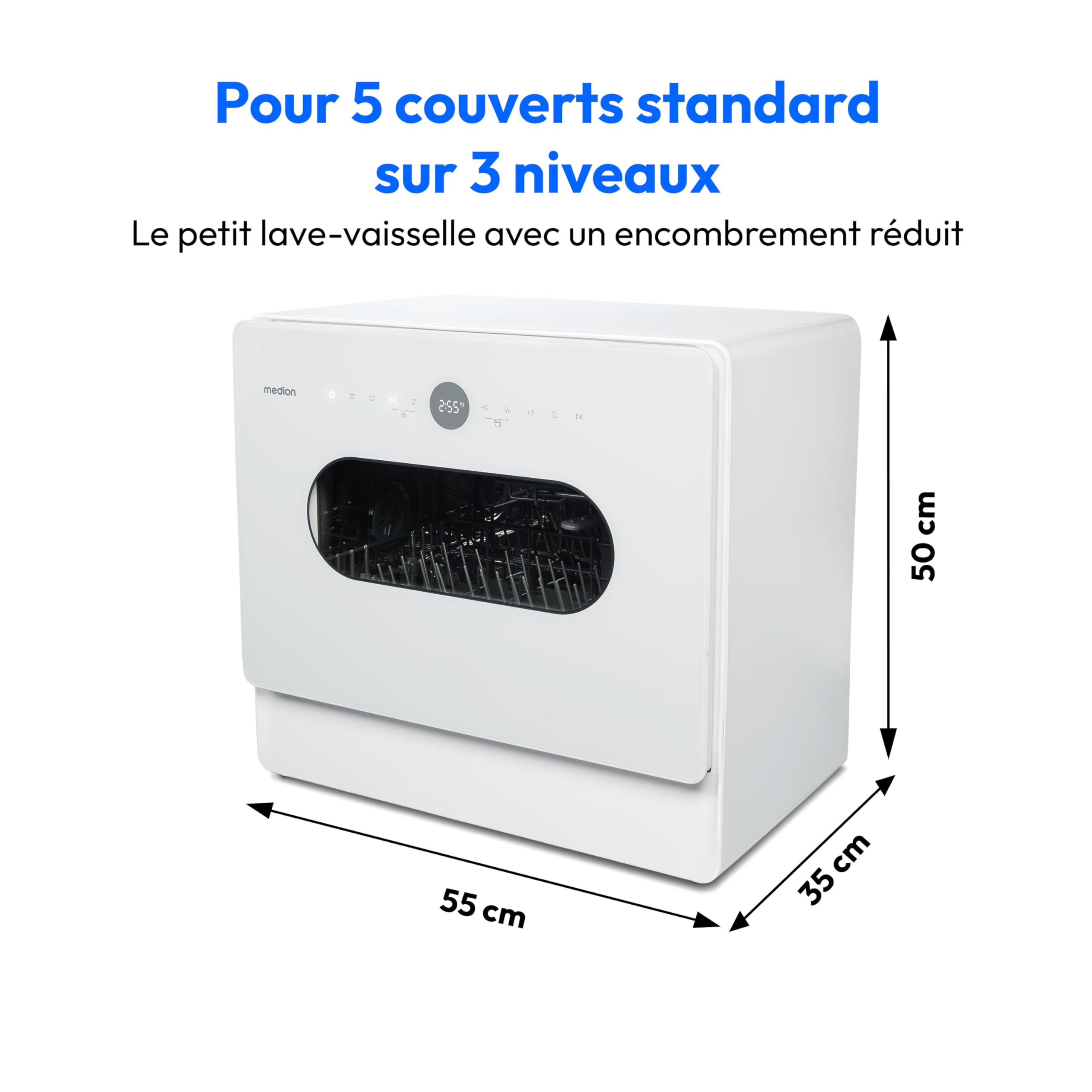 MEDION Mini lave-vaisselle DWT51 5 couverts 7 programmes départ différé
