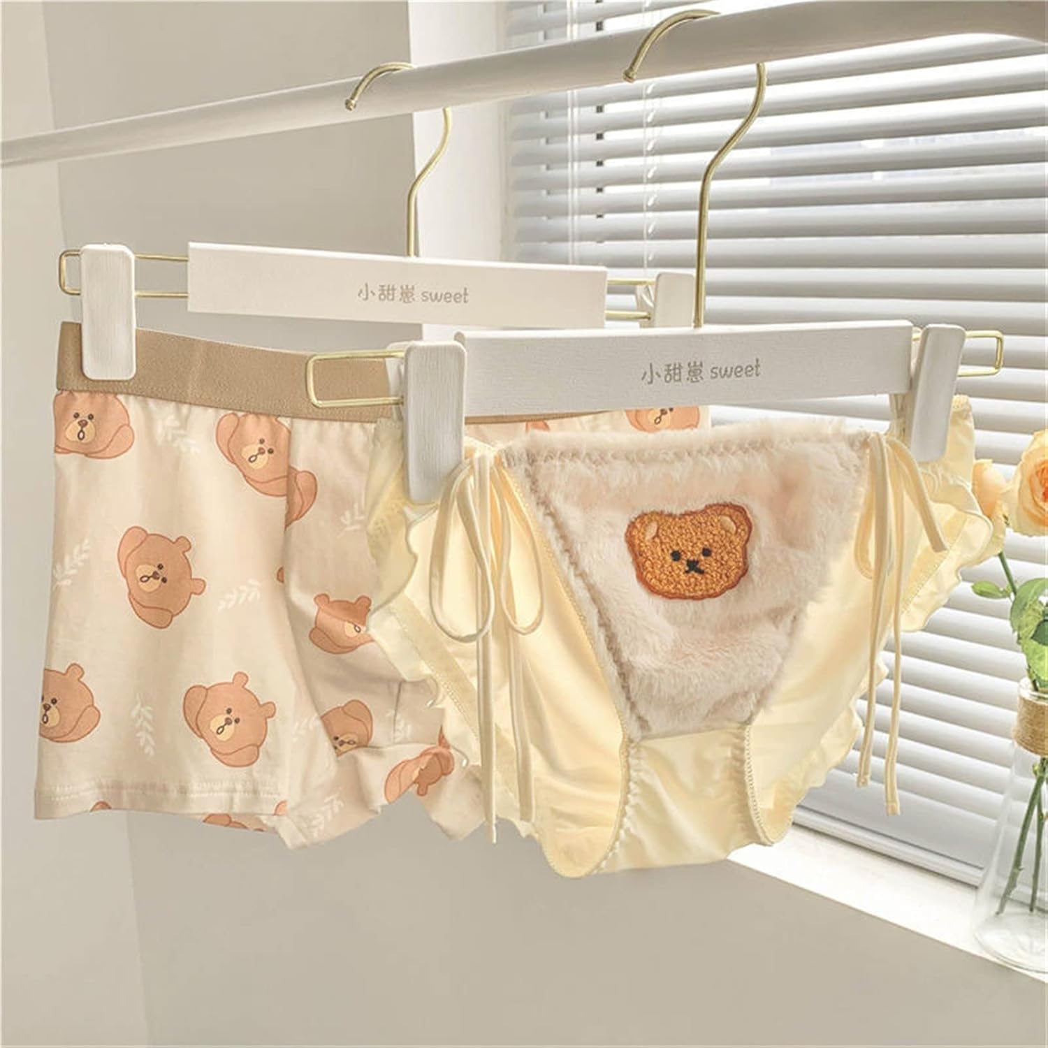 Couple Underwear Men Boxers Shorts Cartoon Bear String Femme Sexy Briefs Elastic Lolita Undies for Two
