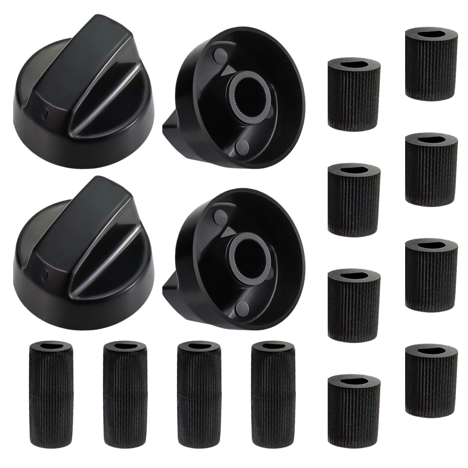 4 Pcs Cooker Knobs Replacement Black Plastic Universal Kitchen Gas Cookers Oven Control Knob, Direct Mounting Precise Temperature Stoves Knob for Cookers and Hobs Home Kitchen( 42mm )