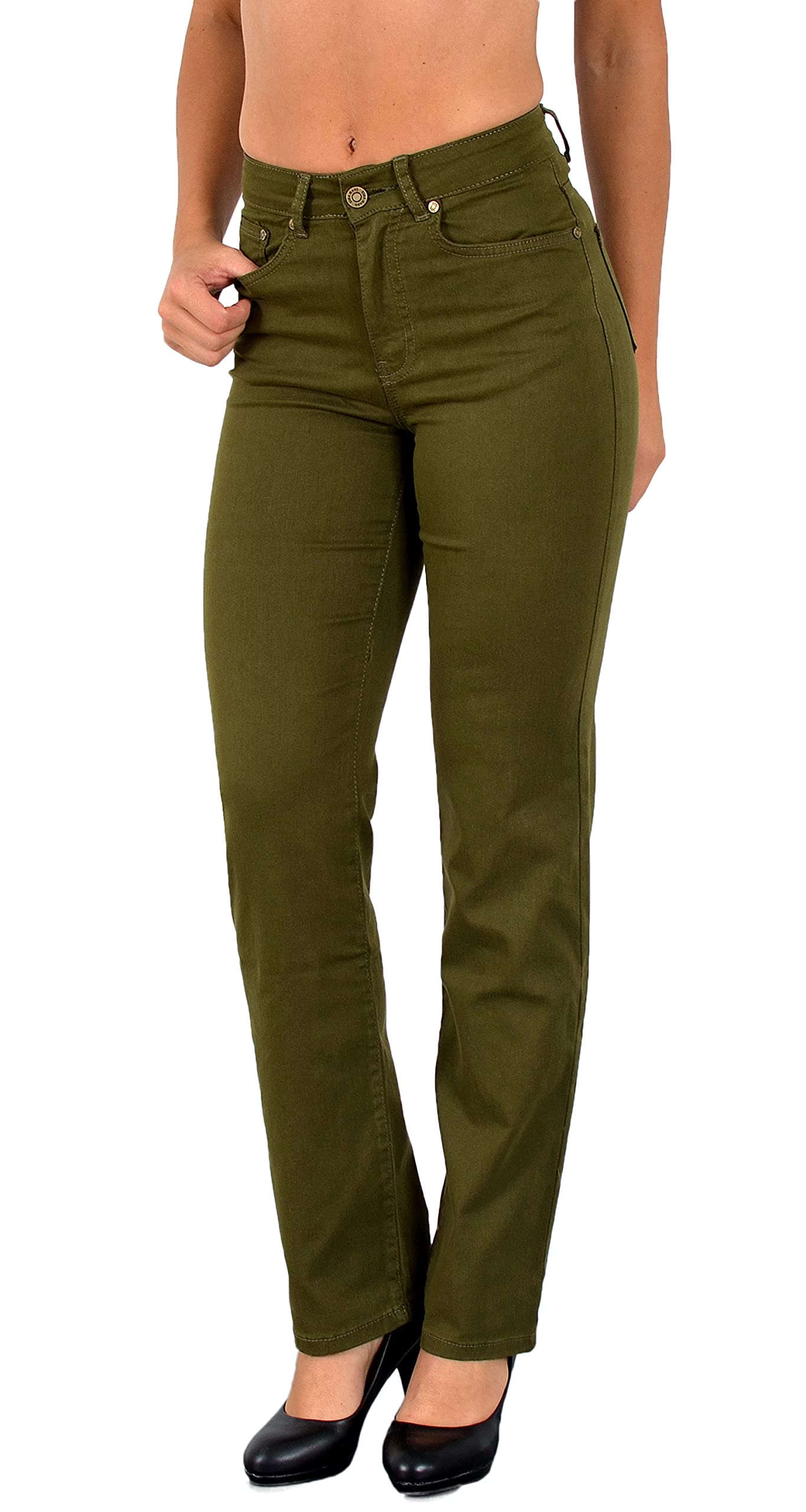 ESRA Pantalon Femme Taille Haute Skinny Grande Taille 5 Poches - Confort Et Style Élégant