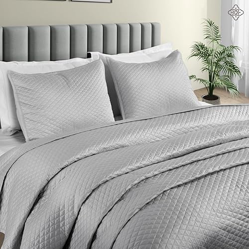 Miniatura 9 de BIOWEAVES Colcha de algodón 100% orgánico, tamaño individual, colchas acolchadas con costuras de diamante, juego de colcha de gran tamaño para todas