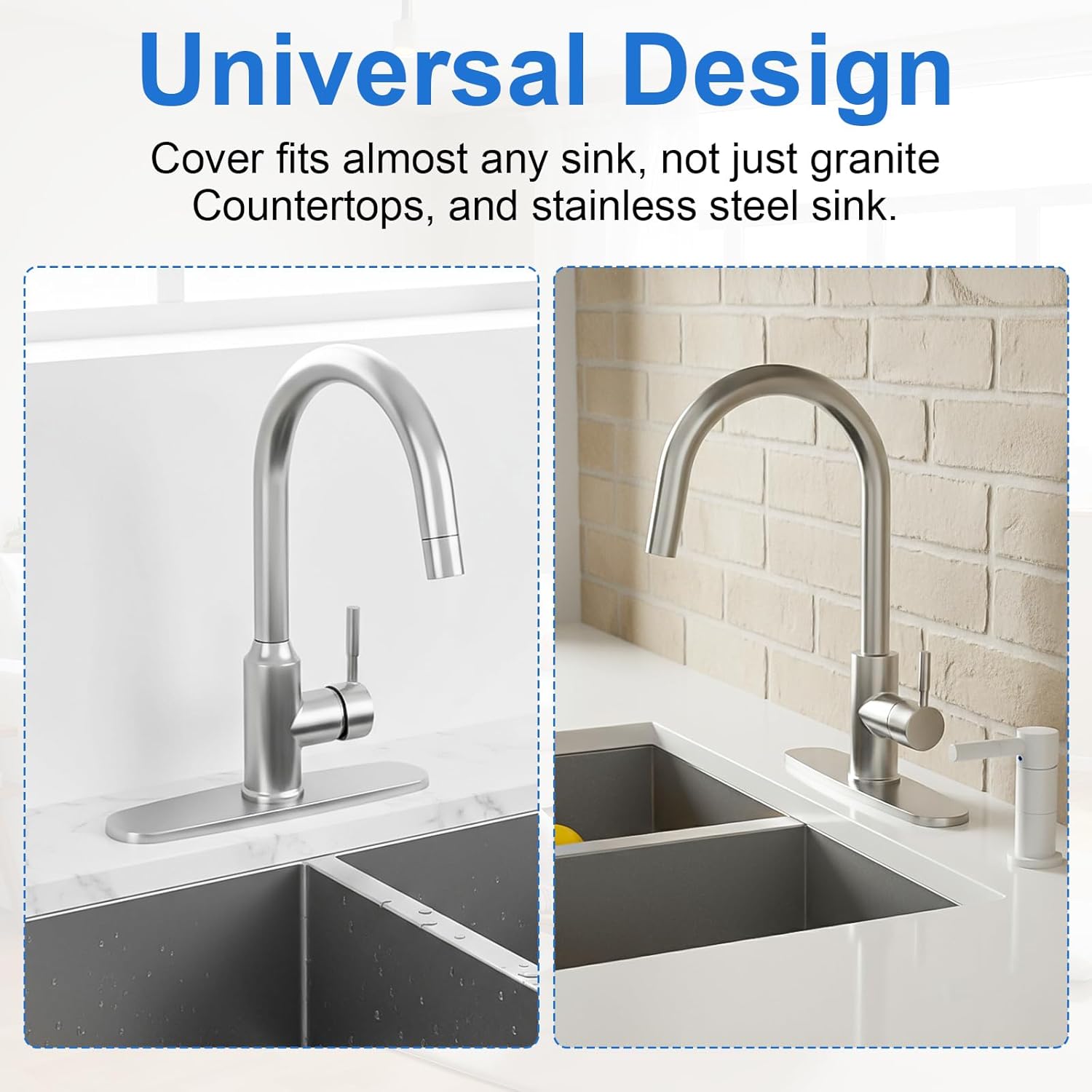 Kitchen Sink Hole Cover, 10" Stainless Steel Faucet Cover Deck Plate Deck Plate Escutcheon for Faucet for 1 or 3 Hole Kitchen Sink