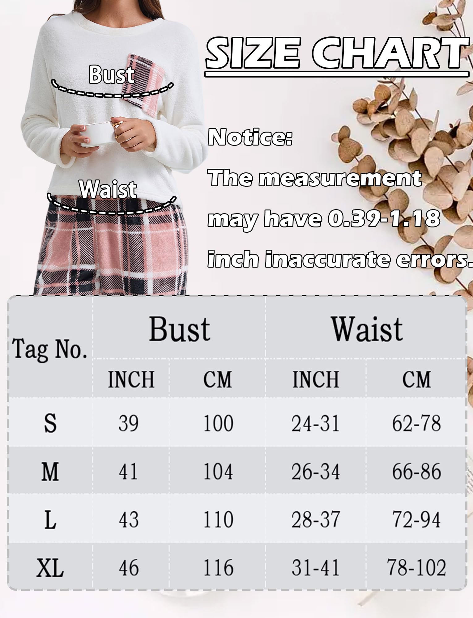 Ensembles de Pyjama Femme en Polaire Vêtement de Nuit Hiver Chaud Doux Pyjamas Filles Flanelle Loungewear Sleepwear S-XL