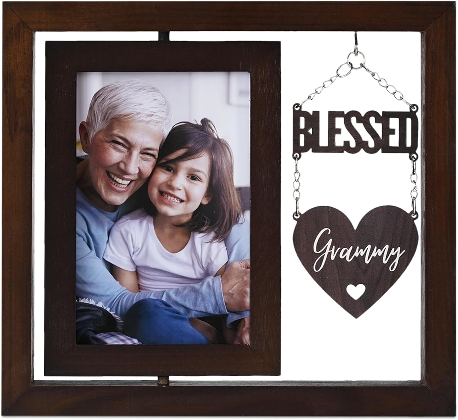 InnoBeta Grammy Gifts, Grandma Gifts from Grandchildren, Blessed Grammy Photo Frame, Mother's Day, Christmas, Birthday, Rotating 6R Picture Frame