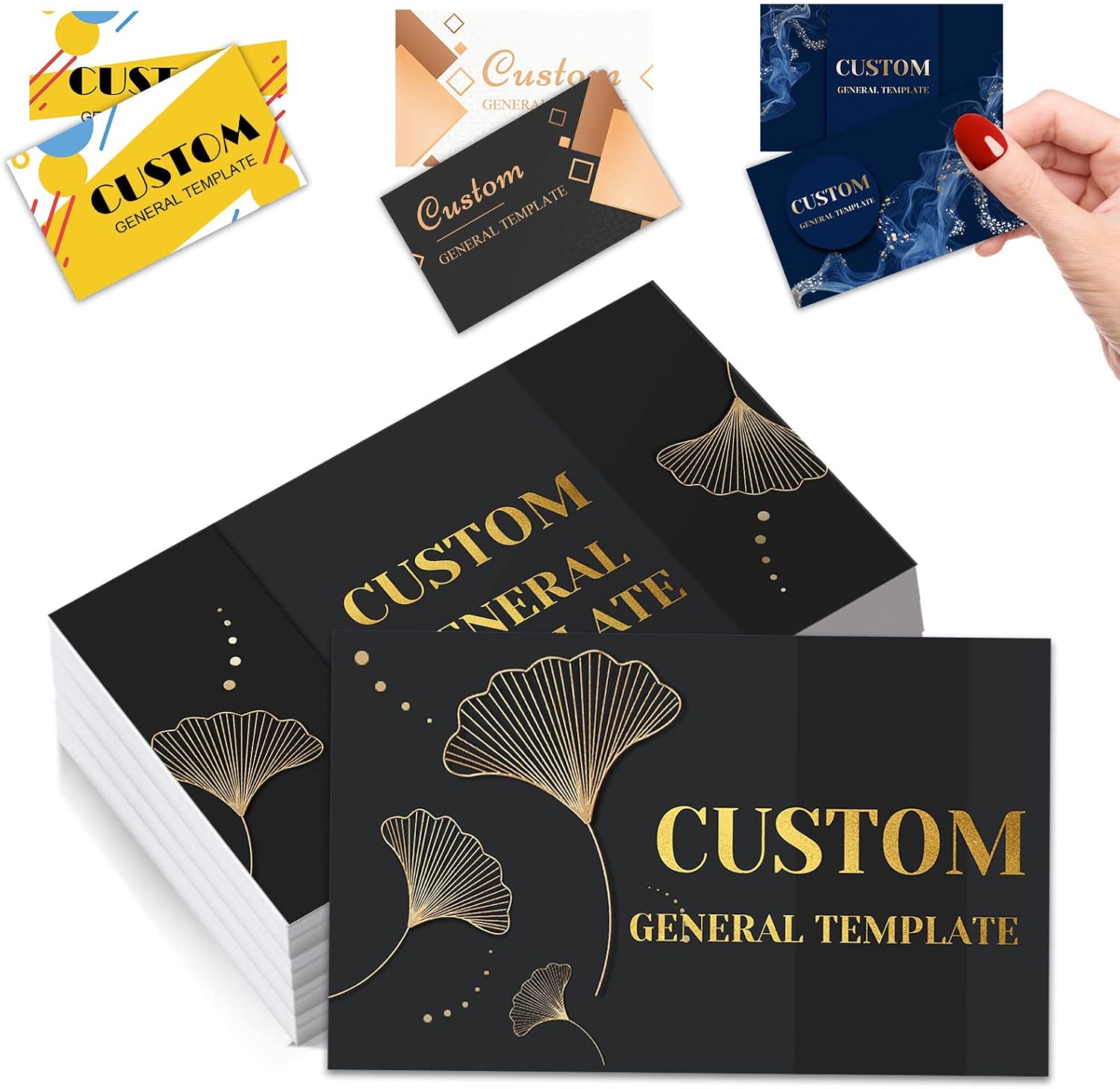 Custom Business Cards Customize Personalized Printable with Logo Picture for Small Business Women Men Waterproof Front and Back General 100 200 500 1000
