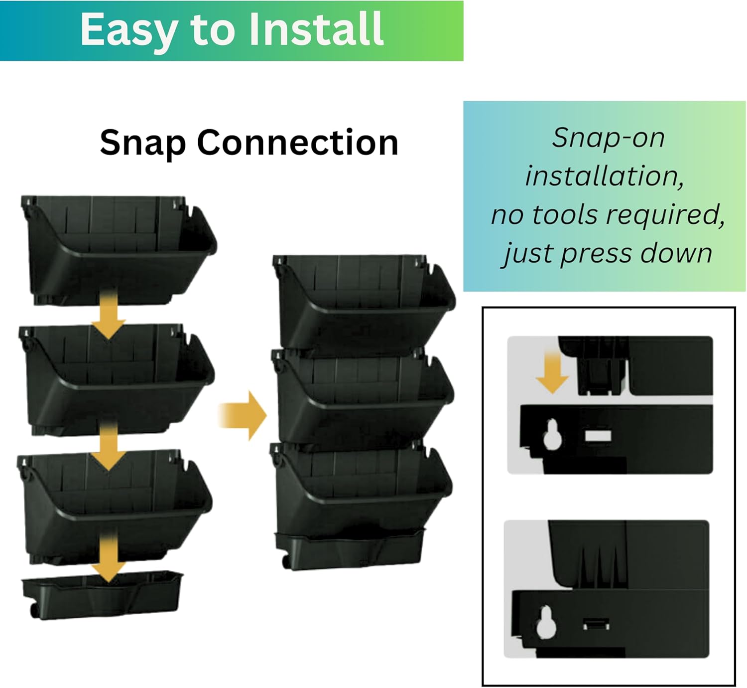 Maxona Vertical Wall Planter for Indoor Plant-Walls Mounted Pot with 2 Drainage Tray 8 Pack, 13 inch Black Color for Indoors and Outdoor Decor, Plastic Pots Balcony Planters, Plants Hanging