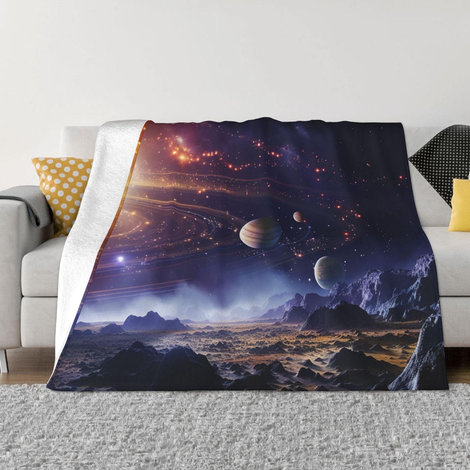 Jeté de lit galaxie anti-froid couverture chaude flanelle réversible