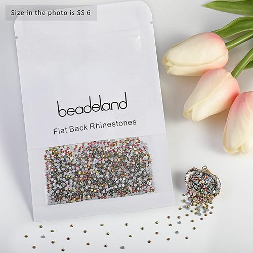 Vista 423 de Beadsland Diamantes de imitación de cristal con parte trasera plana, gemas redondas para arte de uñas y manualidades, pegamento fijo, violeta