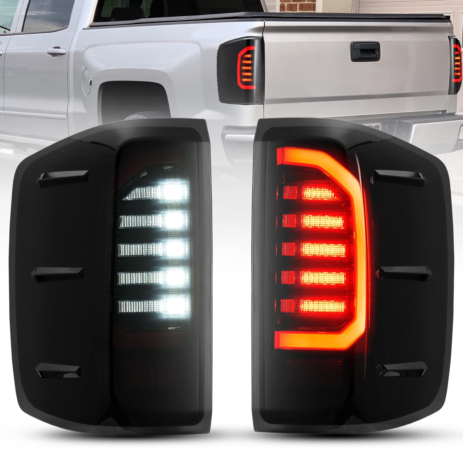 Photo 1 of HAKA TOUGH LED Tail Lights for 2014-2018 Chevy Silverado 1500/2015-2018 Chevy Silverado 2500HD 3500HD Taillights Brake Rear Lamps Assembly Accessories,Driver & Passenger Side,Smoked