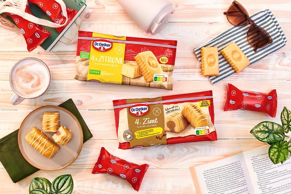 Dr. Oetker fertige kleine Kuchen im 15er Probier-Set – unsere Ein-Portion-Rührkuchen in den Sorten Marmor-, Marzipan-, Schokokuchen, Zitronenkuchen und Zimt sind ideal für zwischendurch