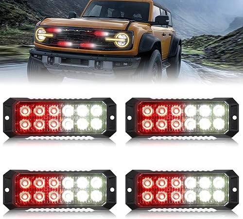 Miniatura 8 de 4 luces estroboscópicas para camiones, función de sincronización, luces de emergencia para vehículos, luces estroboscópicas LED de 12 LED, cabezal