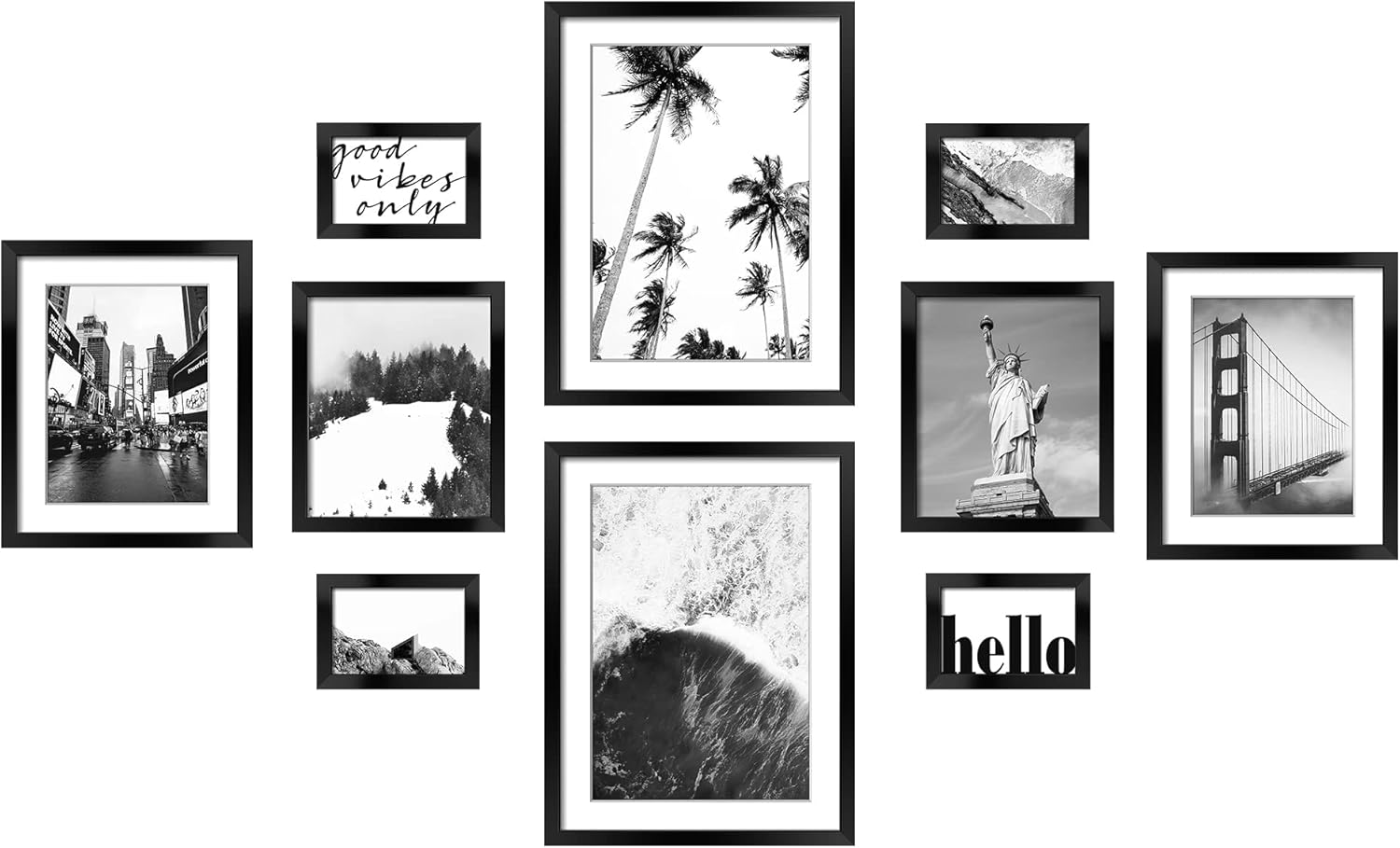 ArtbyHannah Black Gallery Wall Frame Set, Large Picture Frame Set for
