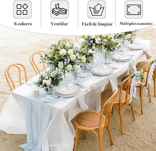 Miniatura 6 de Fitable - Paquete de 6 manteles rectangulares, reutilizables y lavables, manteles de tela de poliéster para bodas, fiestas y banquetes, aptos para