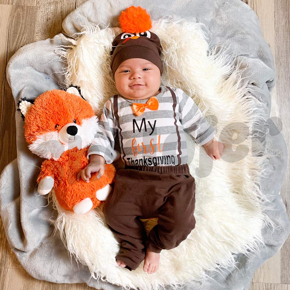 Shalofer Baby Boy My First Thanksgiving Body dla noworodka indyka strój z kapeluszem