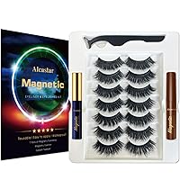 Vista 11 de Alcastar - Kit de pestañas magnéticas y delineador de ojos, pestañas magnéticas de aspecto natural con delineador de ojos, pestañas con aplicador