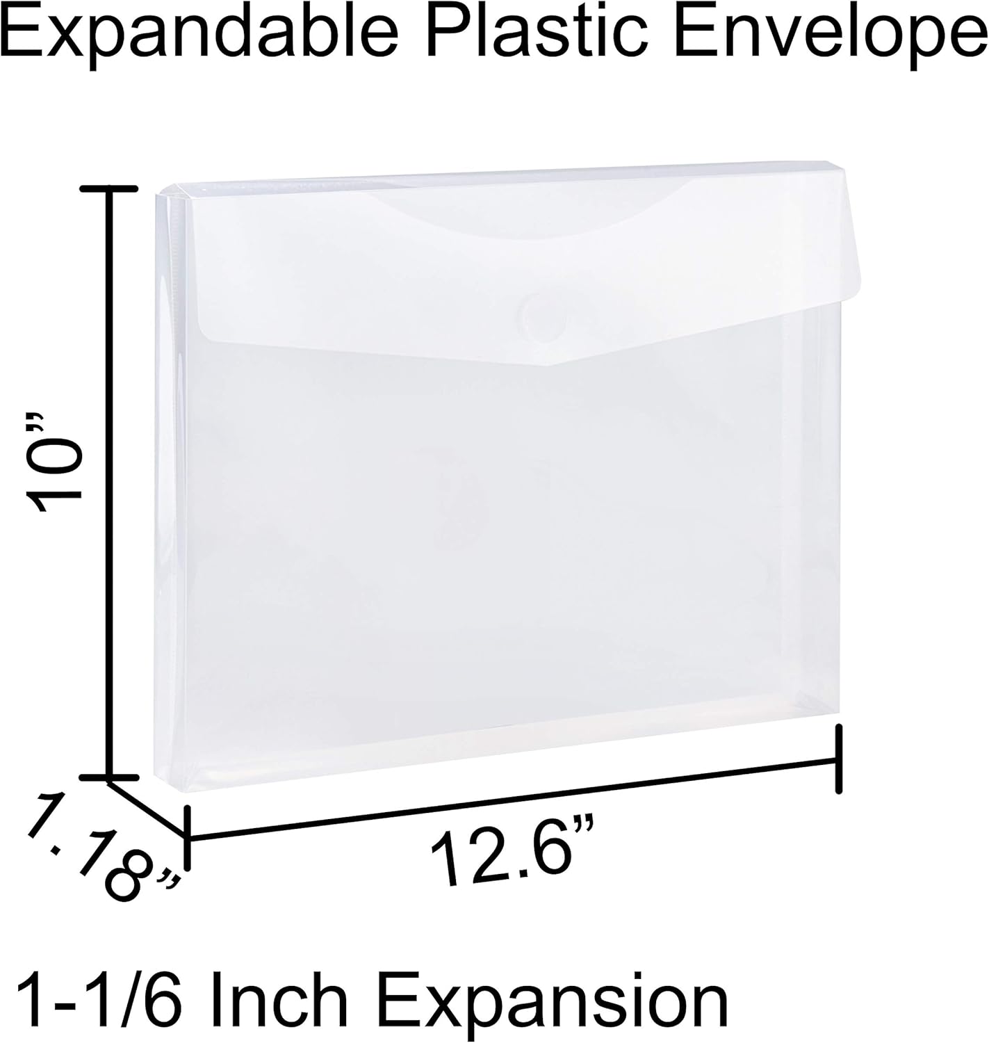 FANWU 12 Pack Clear Plastic Envelopes Reusable Expandable Poly Envelopes with Hook & Loop Closure - 1-1/6" Expansion - Letter A4 Size Document File Envelopes folders for School Home Office : Office Products