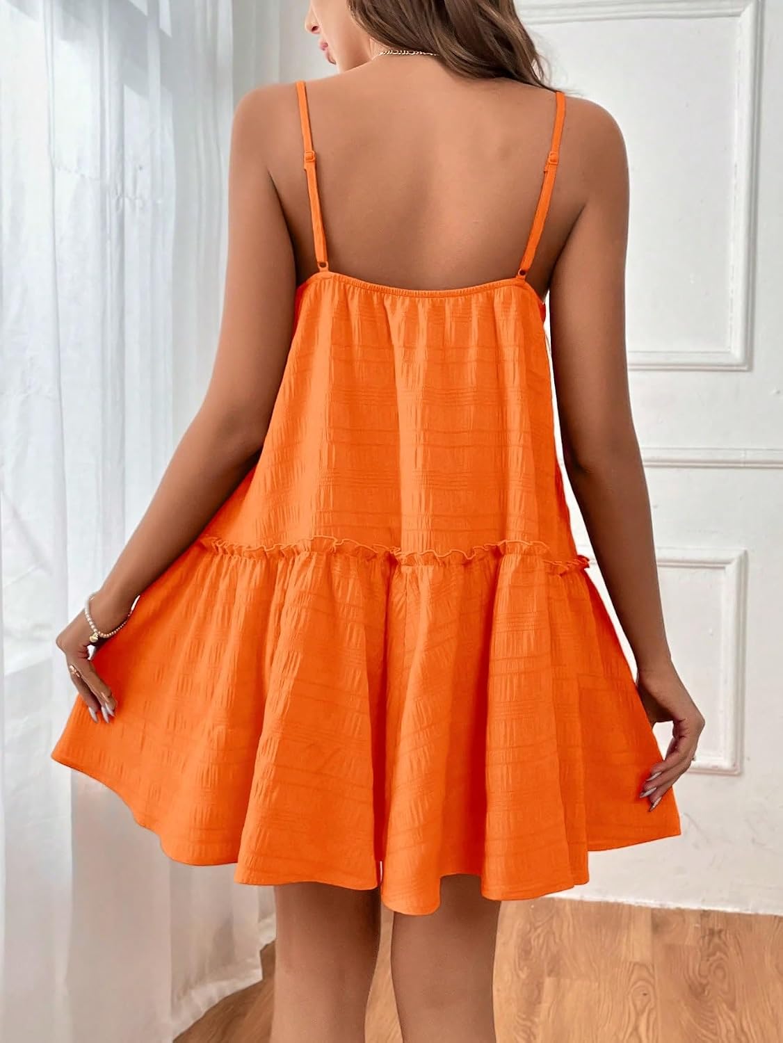 Women's 2025 Casual Cami Slip Dress Frill Trim Cami Dress