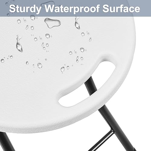 Miniatura 6 de VECELO Taburete plegable de 18 pulgadas con asa, soporte inferior sólido, marco en X de hierro, capacidad de 500 libras, pies antideslizantes, fácil