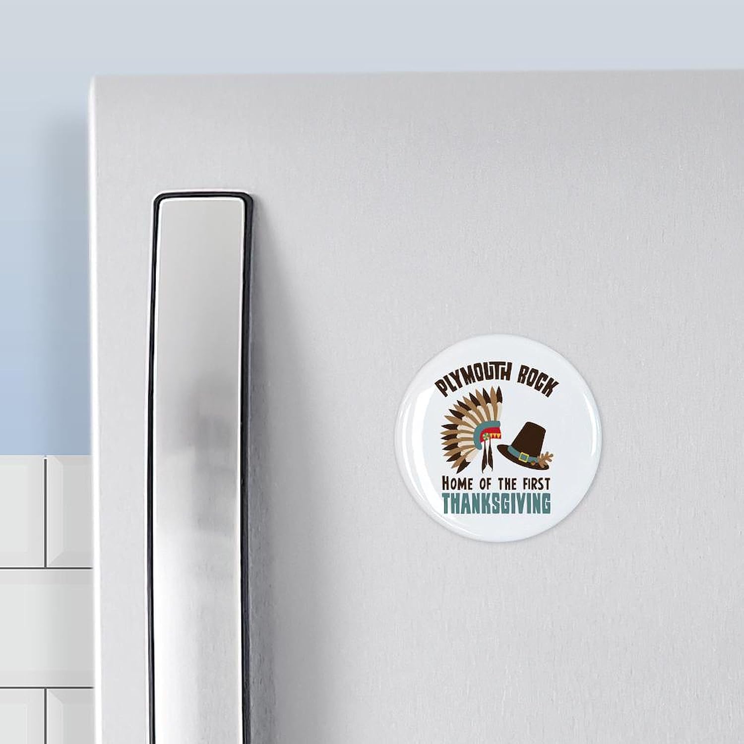 CafePress Plymouth Rock Thanksgiving Magnets 2.25" Round Magnet, Refrigerator Magnet