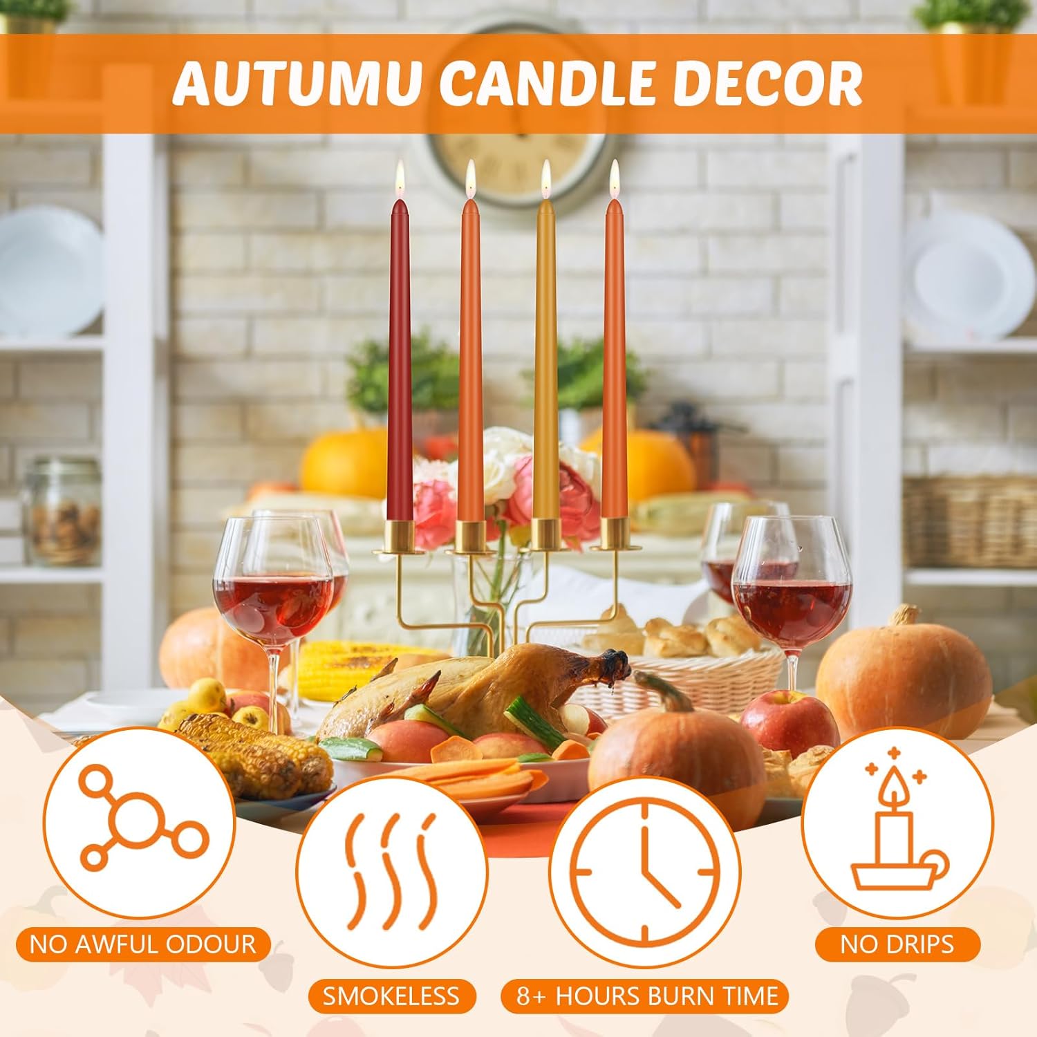 MTLEE 36 Pcs Christmas Taper Candles 10 Inch Unscented Tall Dripless Candlesticks Bulk Red and Green Long Time Clean Burning Candles for Christmas Party Wedding Home Decoration(Warm Colors)