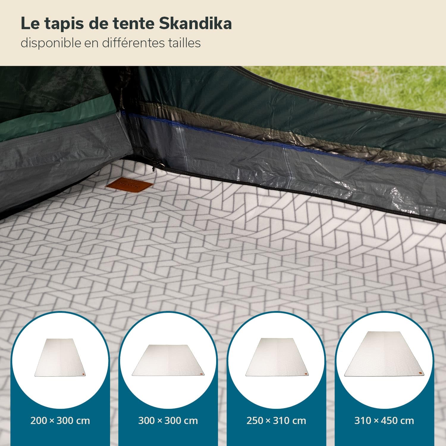 Skandika Tapis de Tente | Tapis d'extérieur en Polaire Softtouch, Robuste & étanche, Sac de Rangement, Couverture de Pique-Nique, Tapis de Sol | Accessoires Camping, Caravane, Balcon (300 x 300 cm)