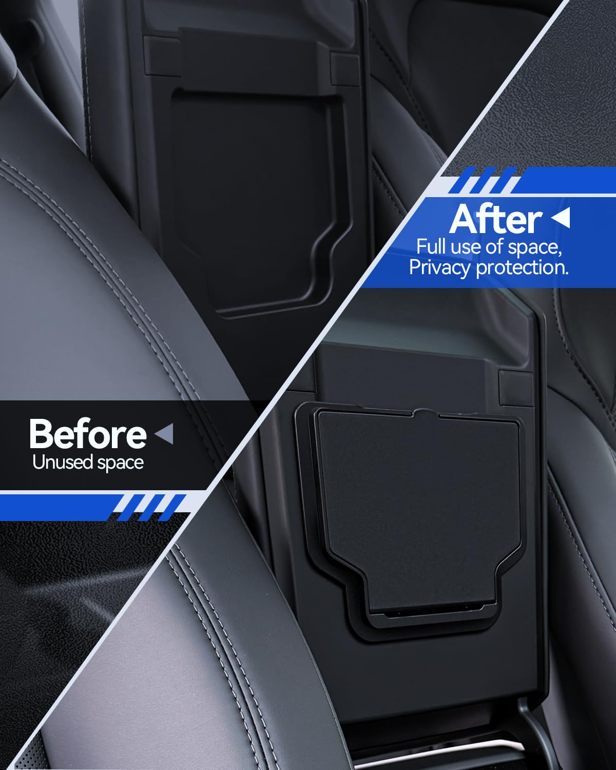 3 accesorios para Tesla Model Y 2025-2026 Juniper Organizador de consola central, reposabrazos de almacenamiento y caja oculta (flocado)