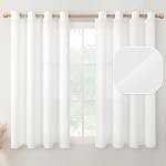 YoungsTex Natural Linen Curtains 84 Inch Long for Living Room Bedroom Grommet Top Light Filtering Privacy Linen Textured Window Semi Sheer Drapes, 2 Panels, 52x84 Inch, Natural