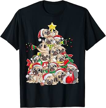 pug christmas tree shirt