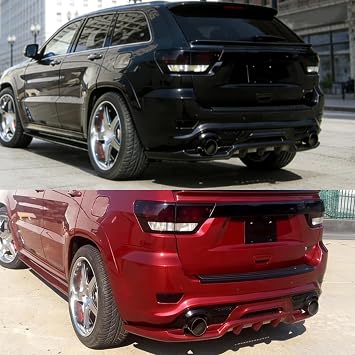 Car Rear Diffuser Bumper Car Rear Bumper Diffuser Spoiler Carbon Fiber Style Body Kit For Jeep For Grand For Cherokee SRT 2014-2021 Rear Spoiler Lower Lip(Glossy Black)