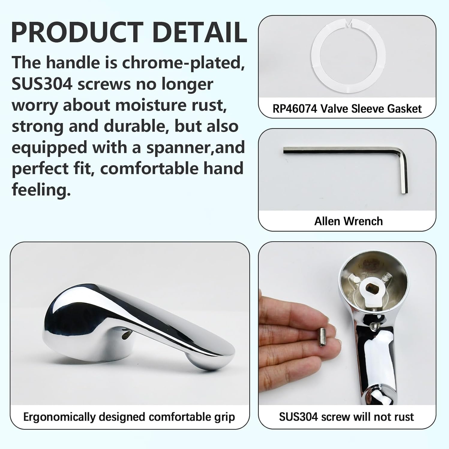 H79 Handle Replacement for Delta 13/14 & 1300/1400 Series Single Function Handle Bathtub & Shower Faucet, Metal Lever Single Handle, Chrome