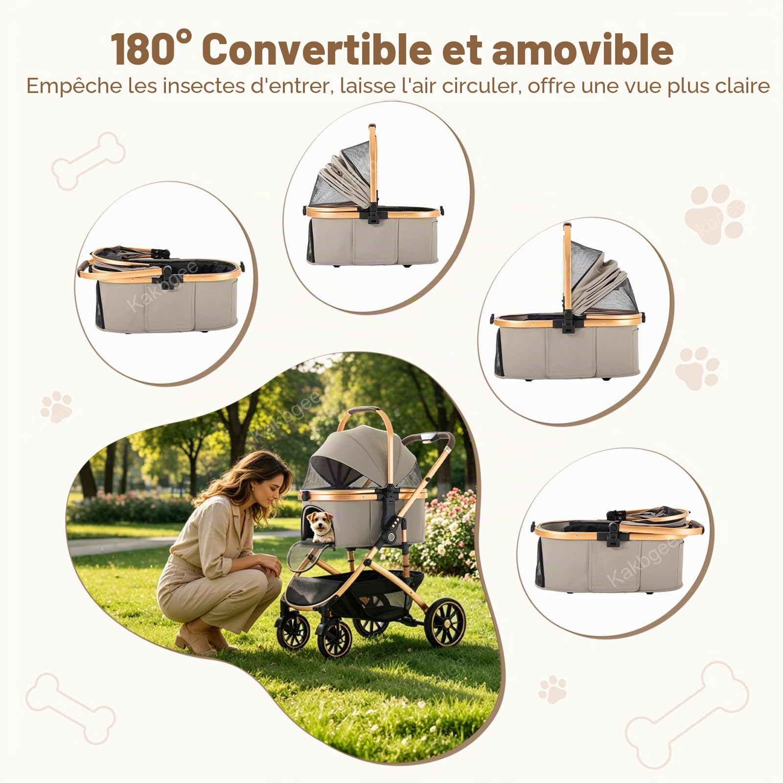 Poussette Pliable Pour Chien, Chariot Petits À Moyens Chiens Chats